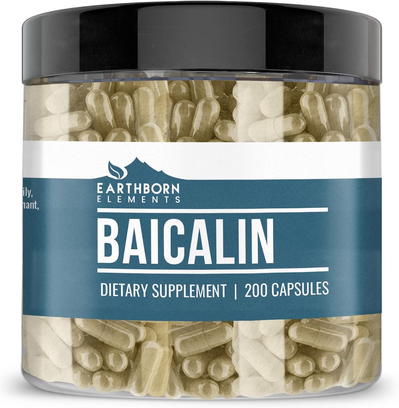 200 Pure & Undiluted Baicalin Capsules by Earthborn Elements - Additive-Free Formula