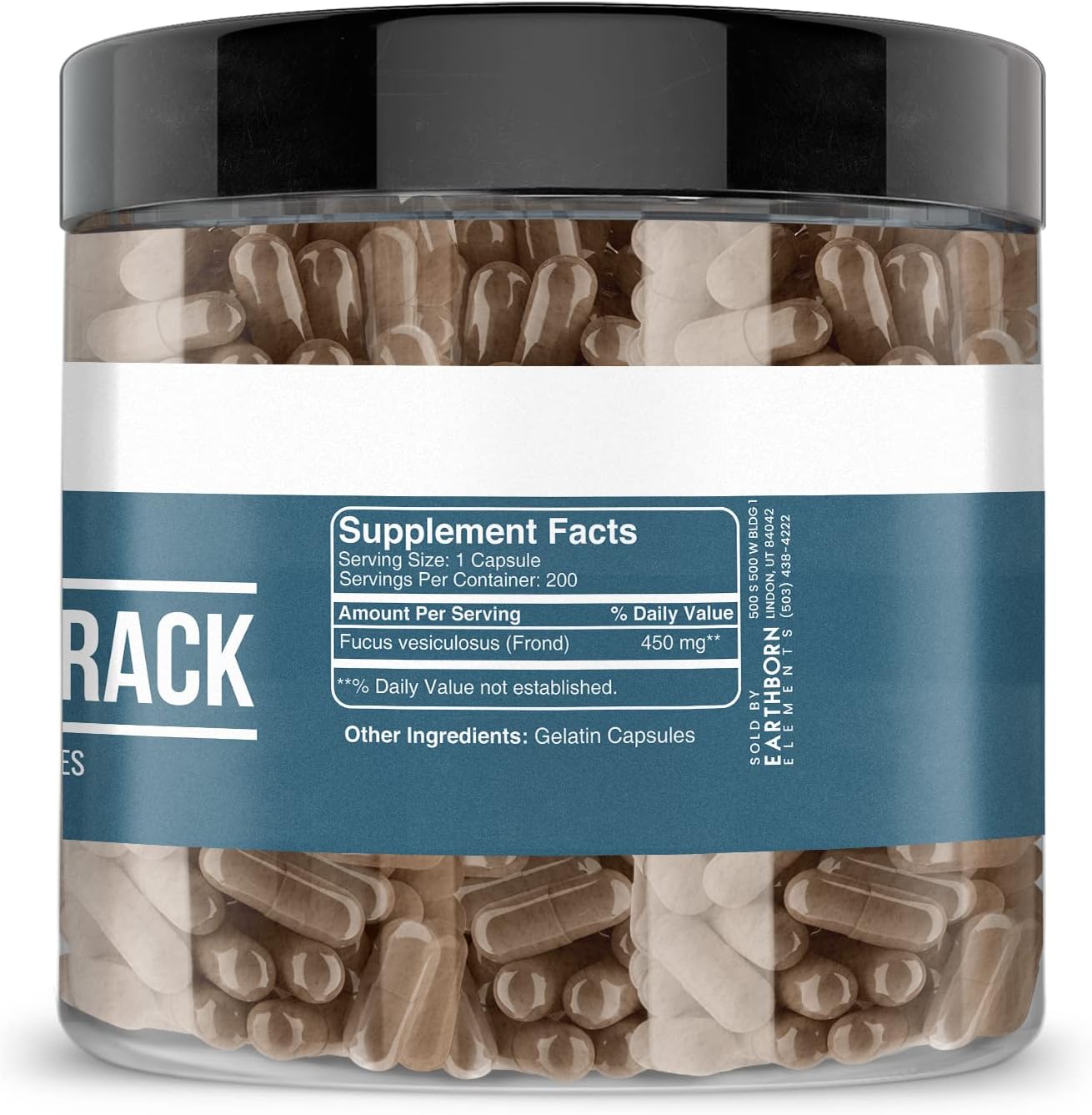 200 Pure & Undiluted Earthborn Elements Bladderwrack Capsules without Additives