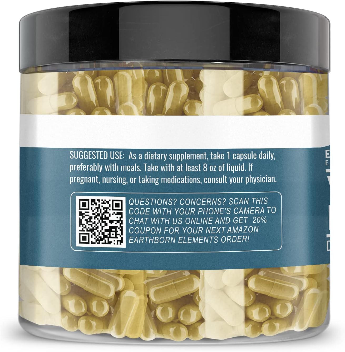 200 Pure & Undiluted Yerba Mate Leaf Capsules by Earthborn Elements, Additive-Free