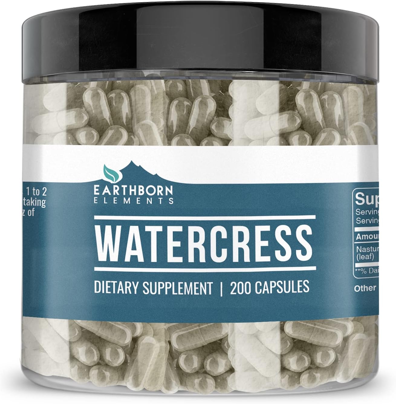 200 Pure Watercress Capsules - No Additives, Earthborn Elements Quality