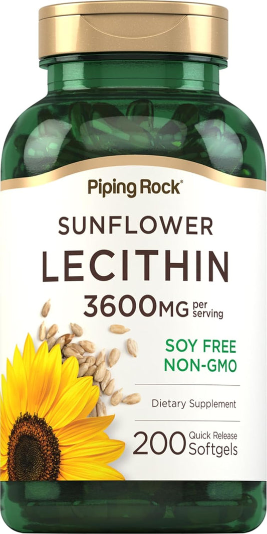 200 Sunflower Lecithin Softgel Capsules | High in Phosphatidylcholine | Non-GMO, Soy & Gluten Free