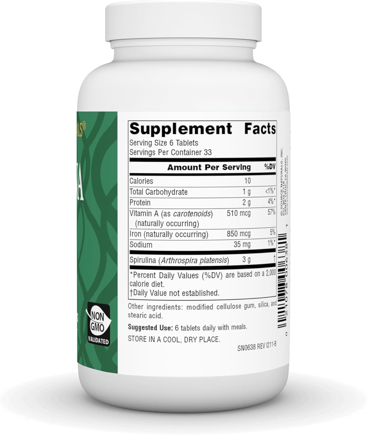 200 Tablets Source Naturals Spirulina Supplement for Immune System Support