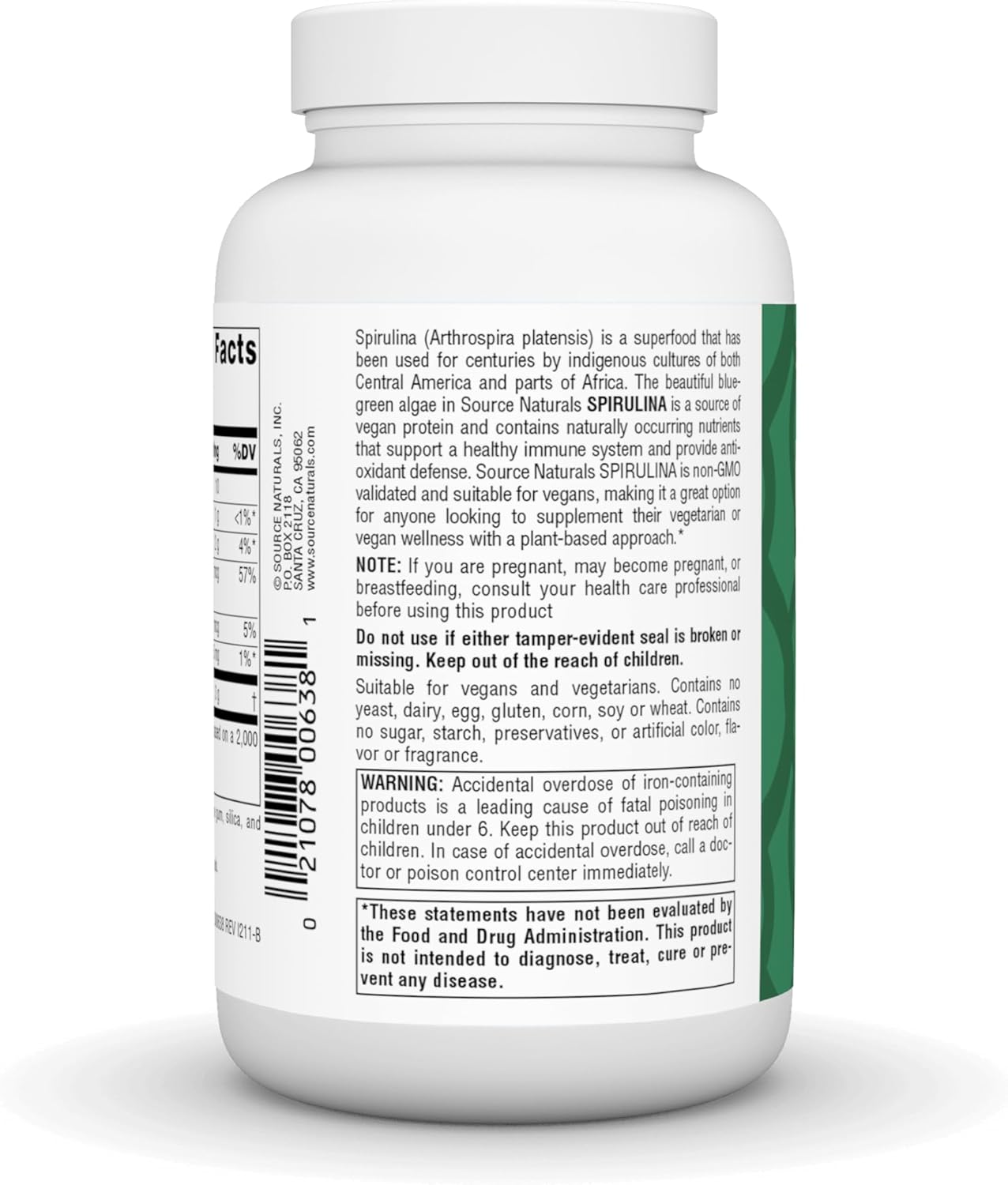 200 Tablets Source Naturals Spirulina Supplement for Immune System Support