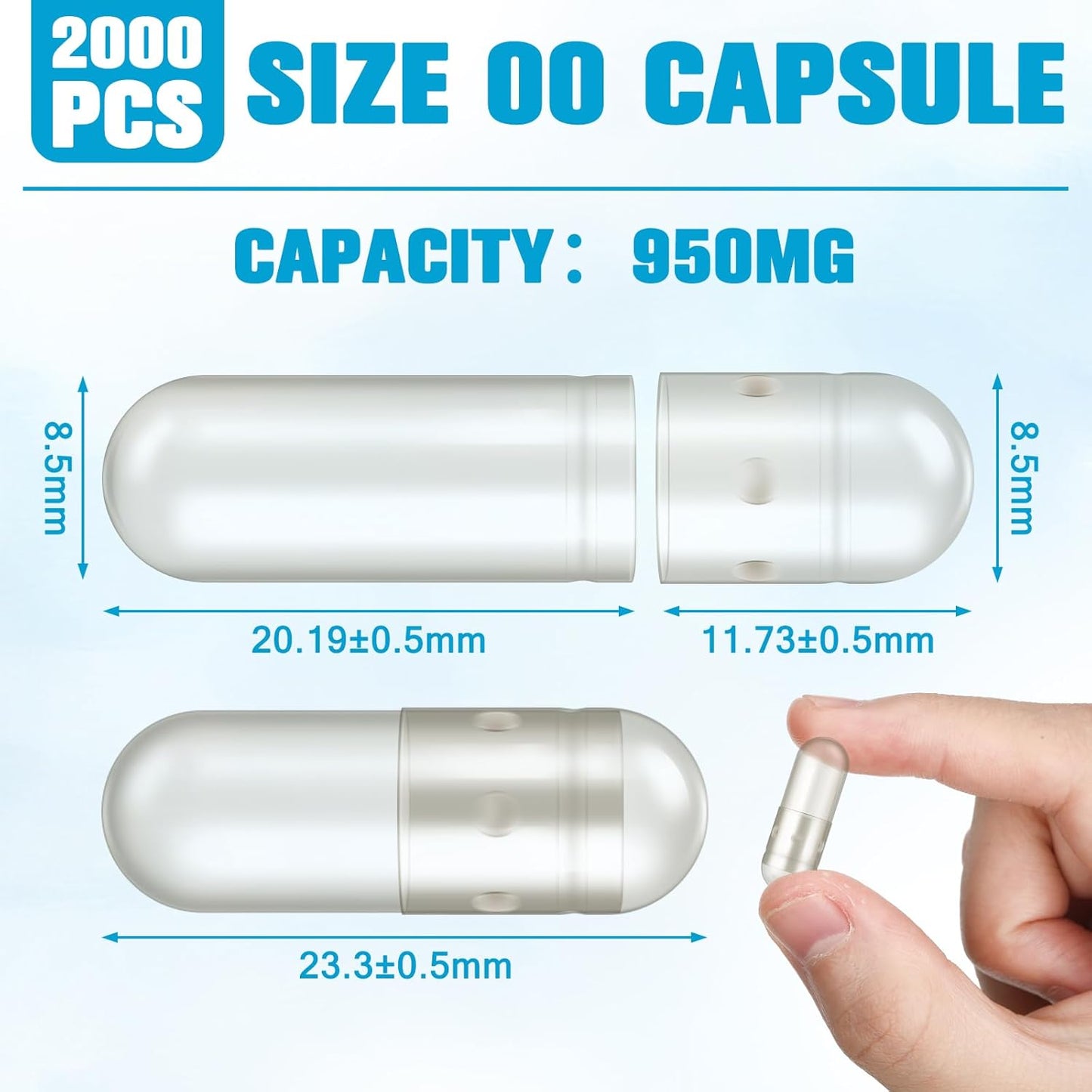 2000 Count Clear Empty Capsules with Filling Kit for DIY Supplement Making