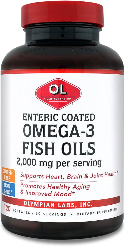 2000 mg Enteric Coated Omega 3 Fish Oils, 120 Softgels - 60 Servings
