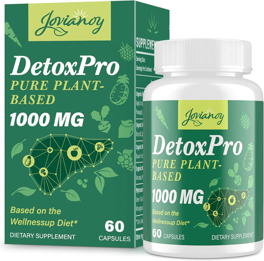 2000 MG Jovianoy Plant-Based Detox Cleanse for Liver, Gut & Colon - Fast-Acting Antioxidant & Digestive Support - Zeolite Detox Formula - 60 Capsules for Women & Men