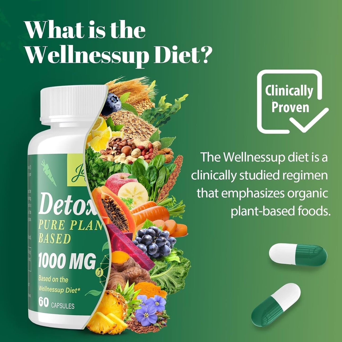 2000 MG Jovianoy Plant-Based Detox Cleanse for Liver, Gut & Colon - Fast-Acting Antioxidant & Digestive Support - Zeolite Detox Formula - 60 Capsules for Women & Men
