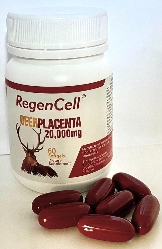 20,000MG RegenCell Deer Placenta Supplement for Skin Health, Rejuvenation, Antiaging, Metabolic & Cellular Health, Immune Boost
