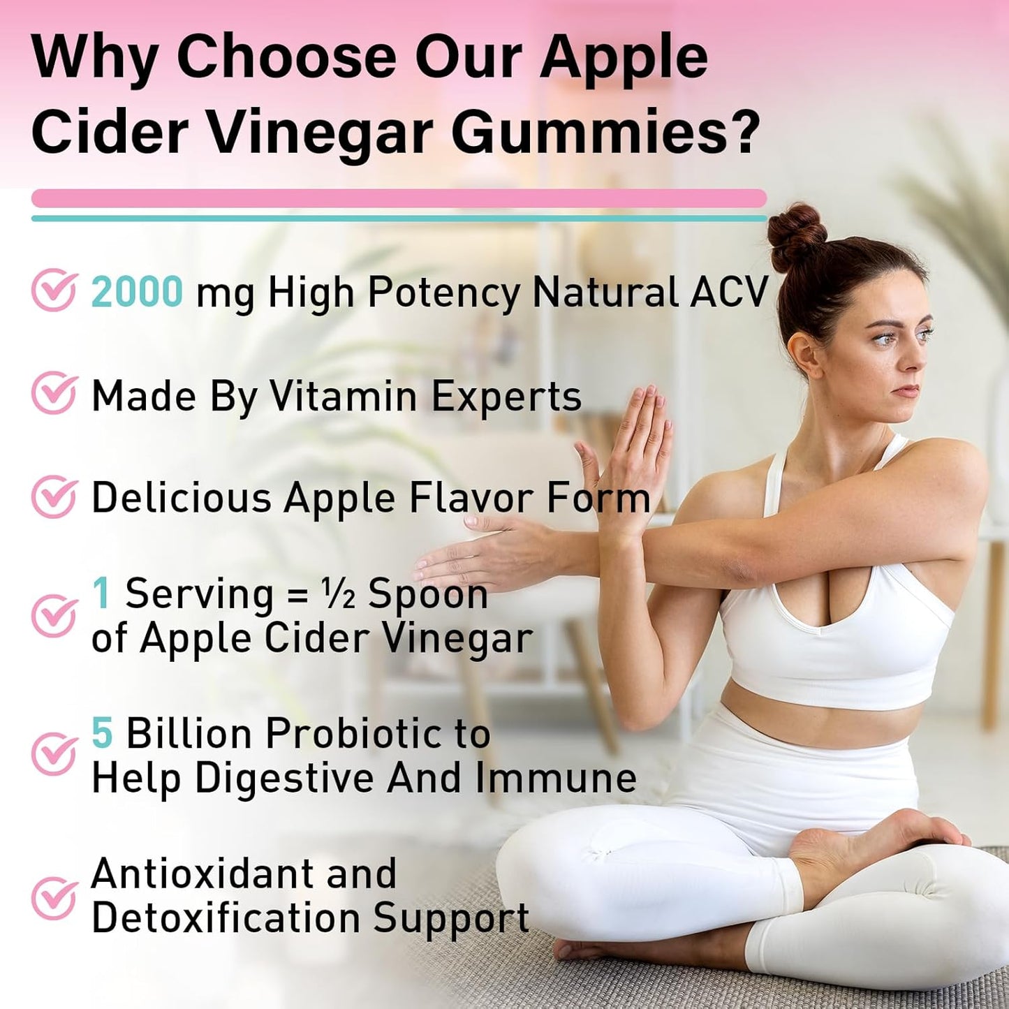 2000mg Apple Cider Vinegar Gummies with Probiotics & Vitamin B12 for Metabolism & Digestion - 120 Vegan-Friendly, Sugar-Free Gummies