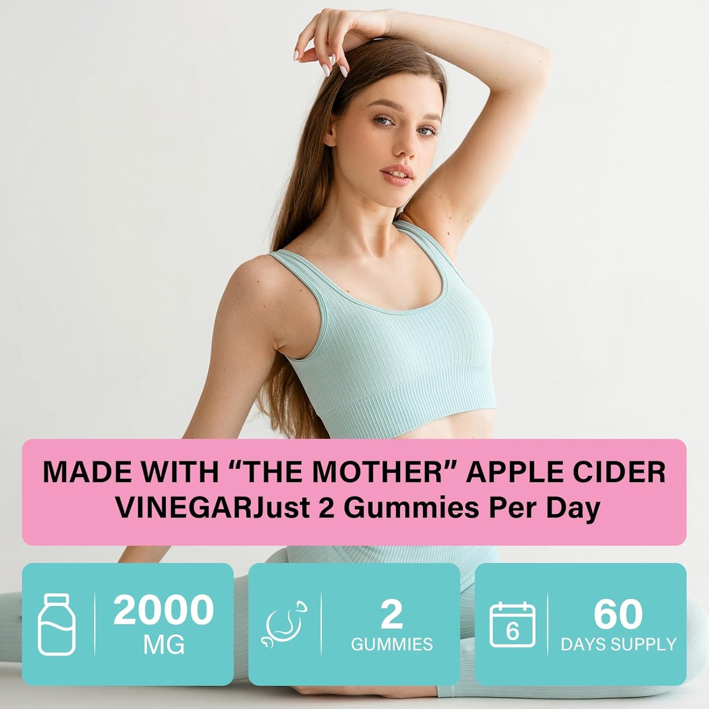 2000mg Apple Cider Vinegar Gummies with Probiotics & Vitamin B12 for Metabolism & Digestion - 120 Vegan-Friendly, Sugar-Free Gummies