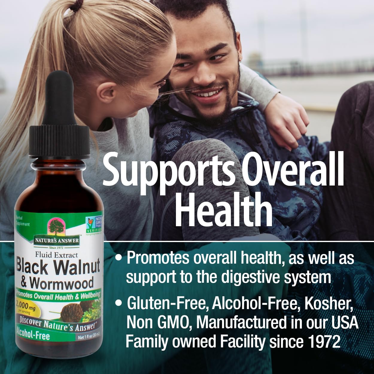 2000mg Black Walnut and Wormwood Complex Extract for Gut Health and Well-Being - Vegan, Non-GMO, Gluten & Alcohol-Free - 1oz