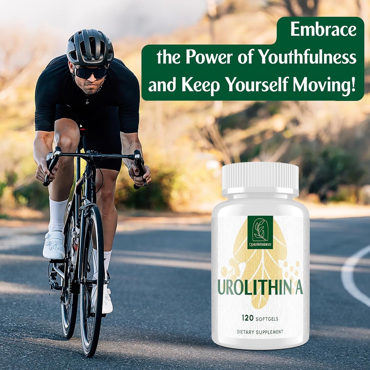 2000MG CystoRebalance Urolithin A Supplement - Antioxidant & Mitochondrial Support - 120 Softgels, 2 Month Supply