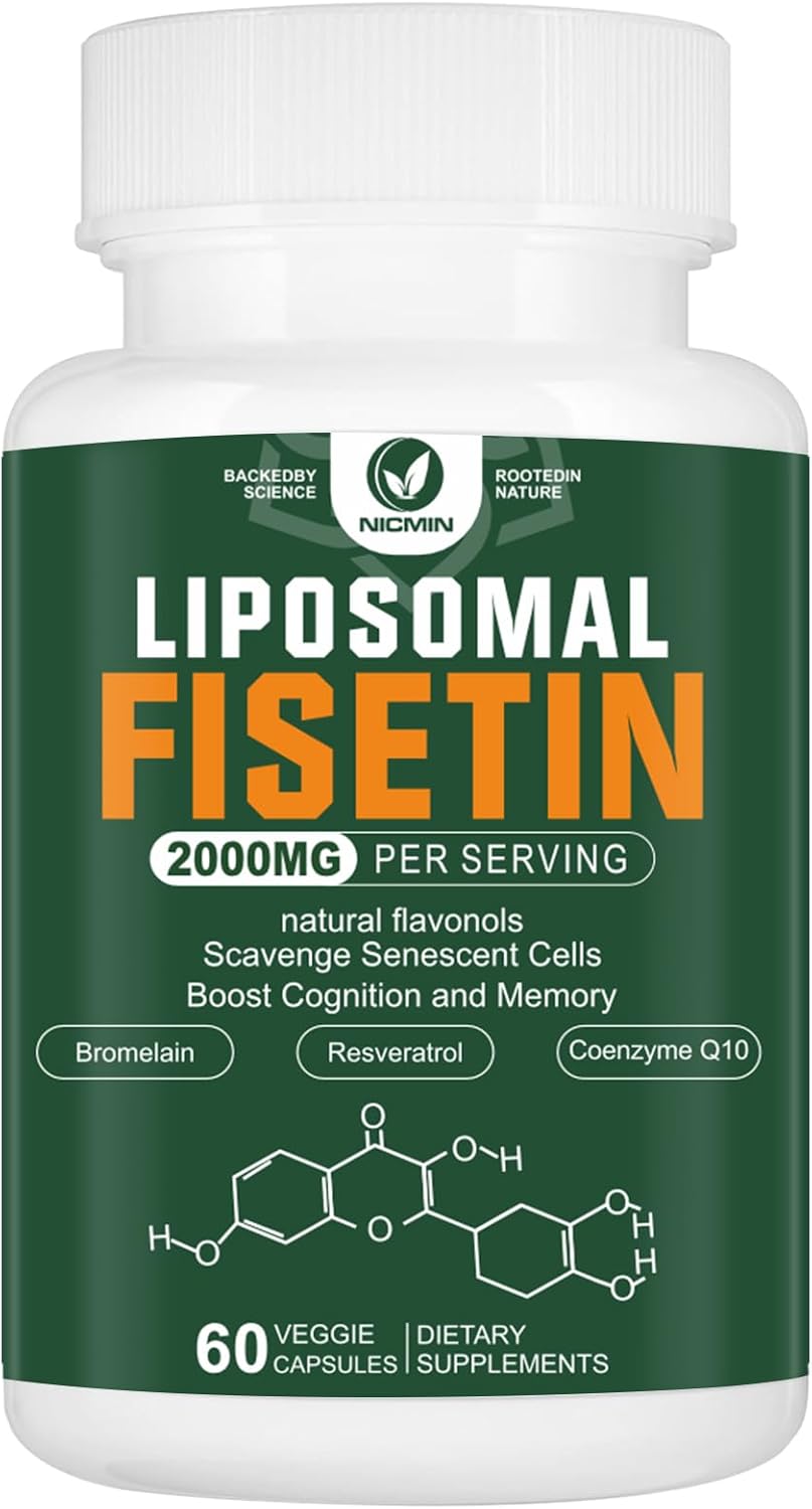 2000MG Liposomal Fisetin Supplement with Quercetin, TMG, Resveratrol - Antioxidants for Healthy Aging & Cognitive Support - 60 Capsules