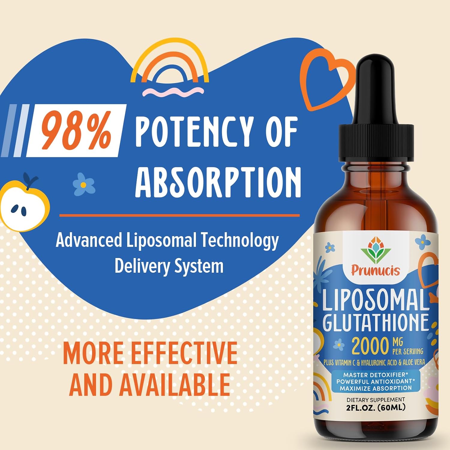 2000MG Liposomal Glutathione Liquid Supplement for Immune System Support, Aging Defense, and Detox - 2 FL.OZ, Non-GMO, Highly Absorbable Antioxidant Formula