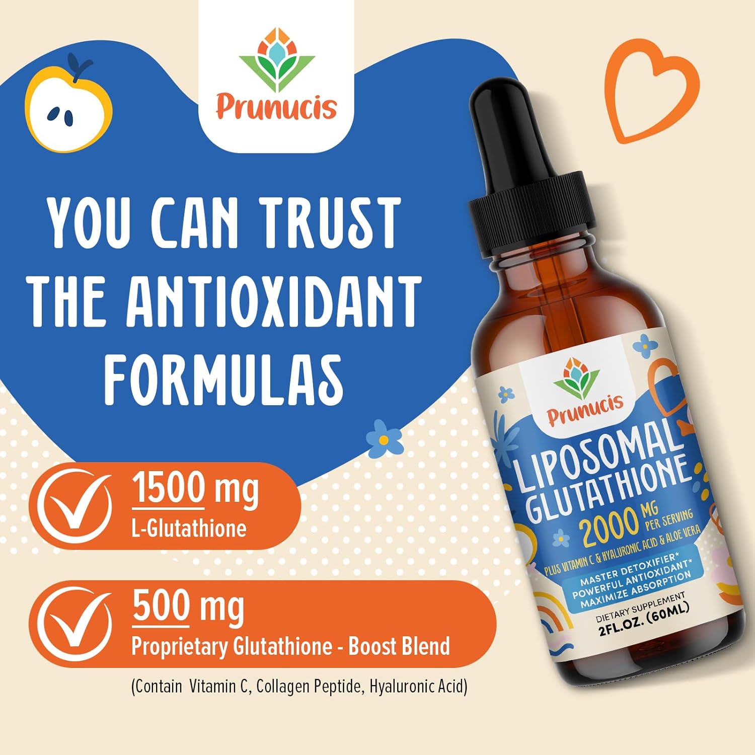 2000MG Liposomal Glutathione Liquid Supplement for Immune System Support, Aging Defense, and Detox - 2 FL.OZ, Non-GMO, Highly Absorbable Antioxidant Formula