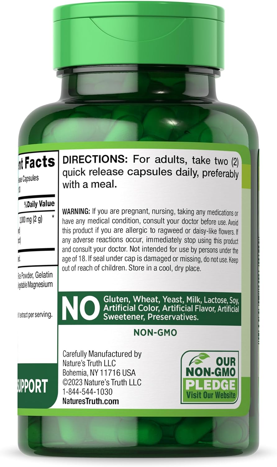 2000mg Milk Thistle Capsules - Non-GMO & Gluten Free Seed Extract Supplement
