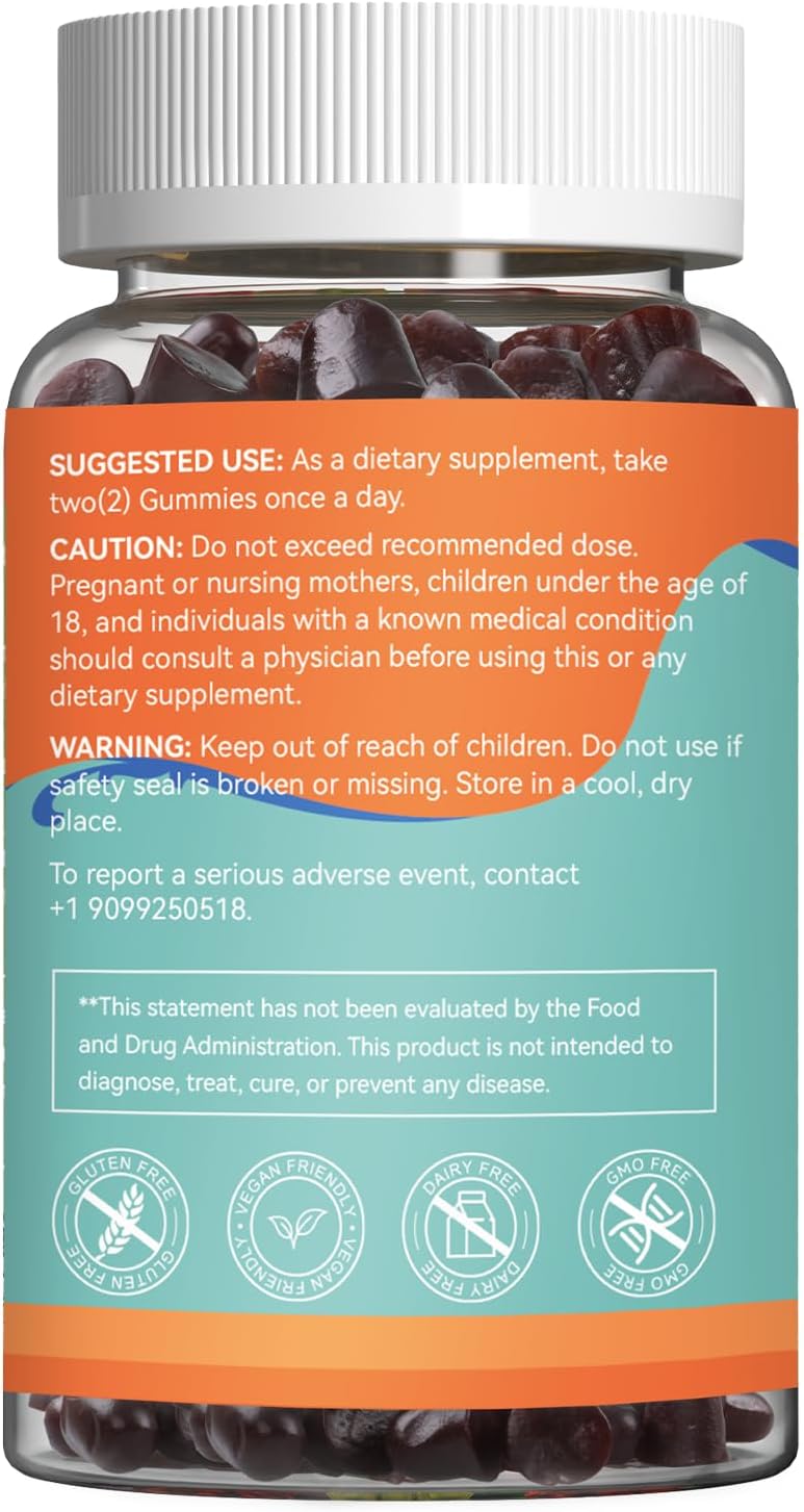 2000MG Sugar Free Ceylon Cinnamon Gummies with Chromium and Cinnamon Bark - Vegan and Gluten Free Supplement with 60 Gummies