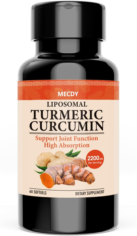 2000mg Turmeric Supplement with Black Pepper for Joint Support - High Absorption, Non-GMO, Vegan - 60 Softgels