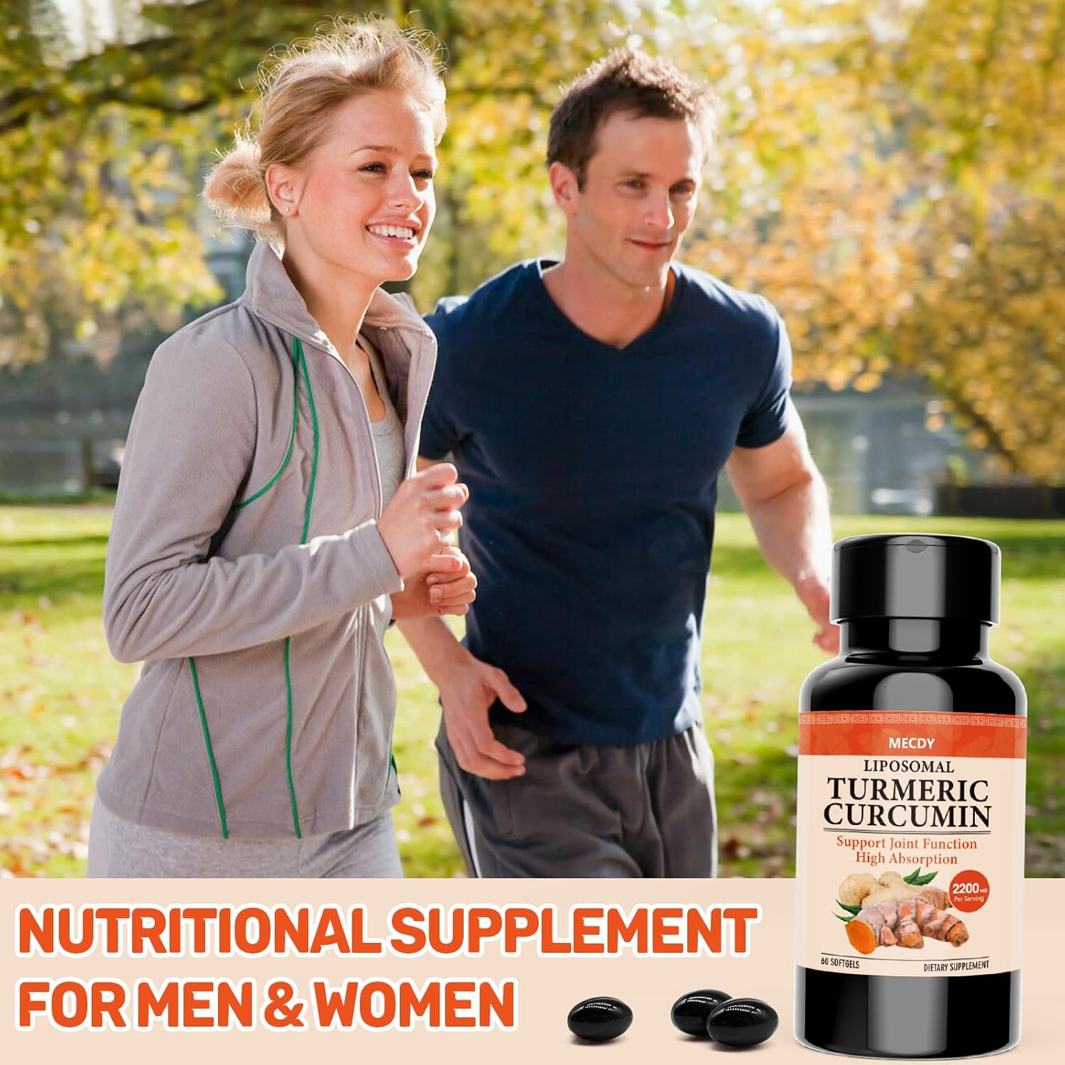 2000mg Turmeric Supplement with Black Pepper for Joint Support - High Absorption, Non-GMO, Vegan - 60 Softgels