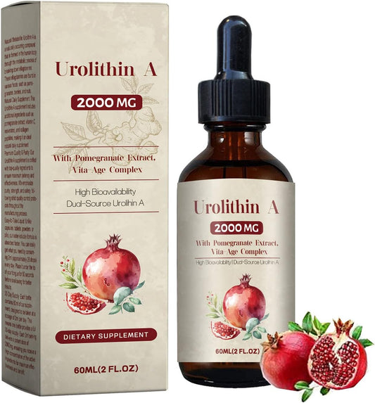 2000MG Urolithin A GLP-1 Liquid Drops for Colon Cleanser Support - Pomegranate Extract Supplement 60ML
