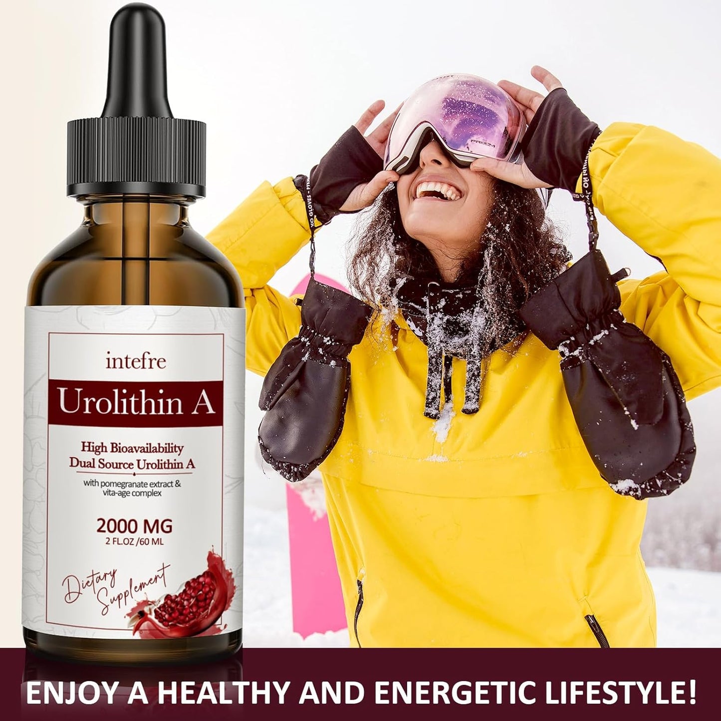 2000mg Urolithin A Liquid Drops with Pomegranate Extract for Healthy Aging & Cell Repair
