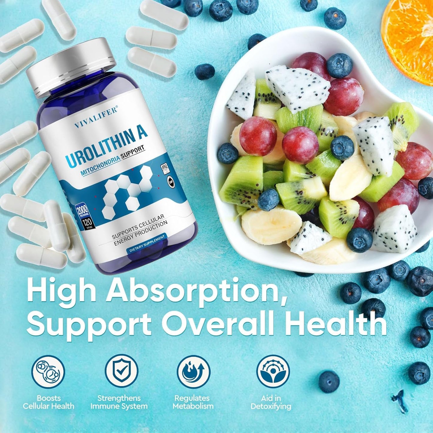 2000mg Urolithin A Supplement - 360 Capsules for Healthy Aging & Cell Repair, Antioxidant Support for Men & Women
