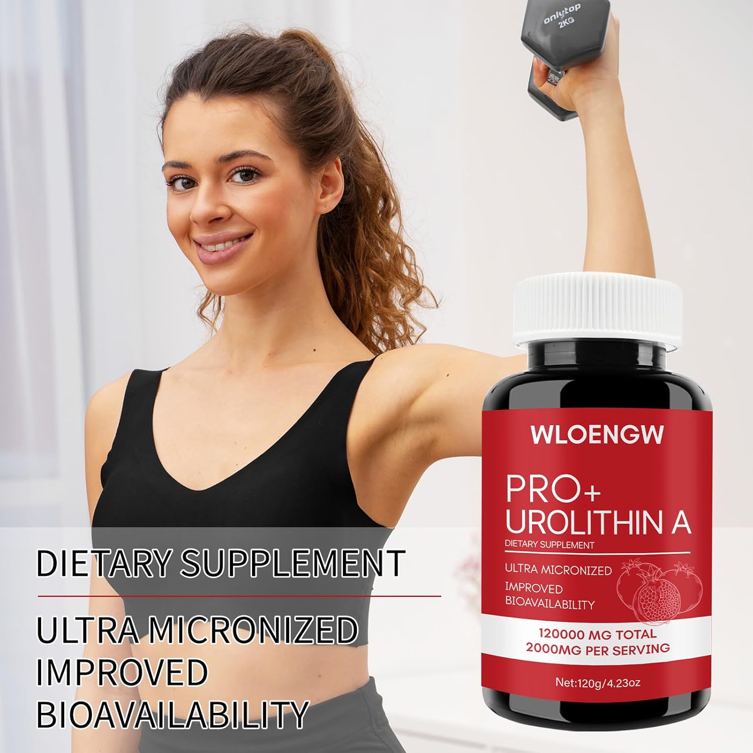 2000MG Urolithin A Supplement - 60 Count, Wloengw Newly - 1 Bottle