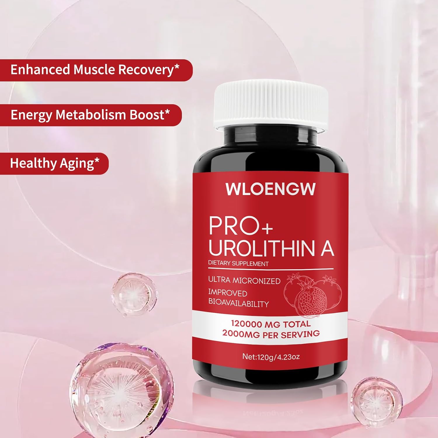 2000MG Urolithin A Supplement - 60 Count, Wloengw Newly - 1 Bottle