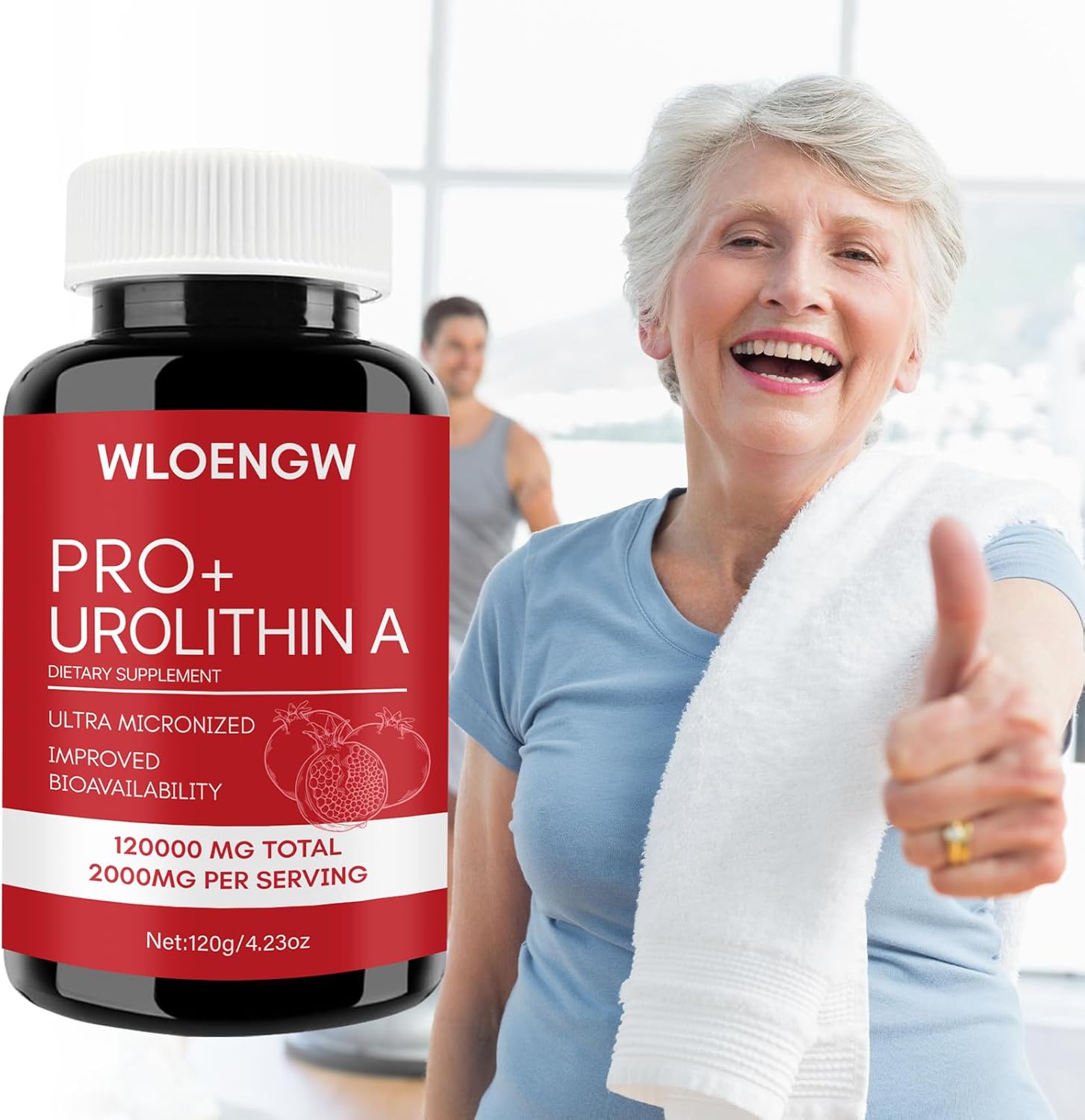 2000MG Urolithin A Supplement - 60 Count, Wloengw Newly - 1 Bottle