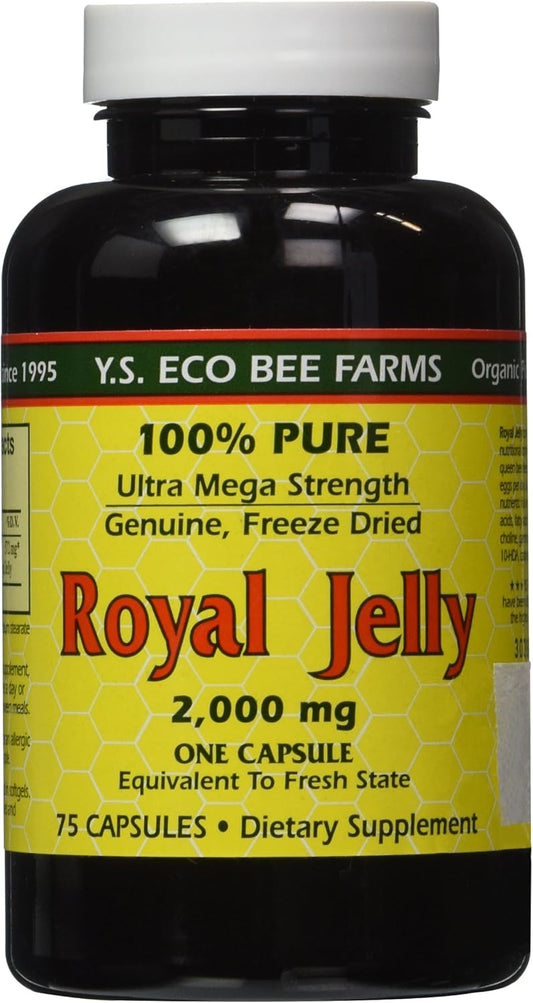 2000mg YS Eco Bee Farms Freeze Dried Royal Jelly Capsules - 100% Pure & Fresh