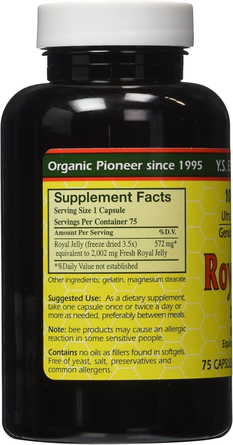 2000mg YS Eco Bee Farms Freeze Dried Royal Jelly Capsules - 100% Pure & Fresh