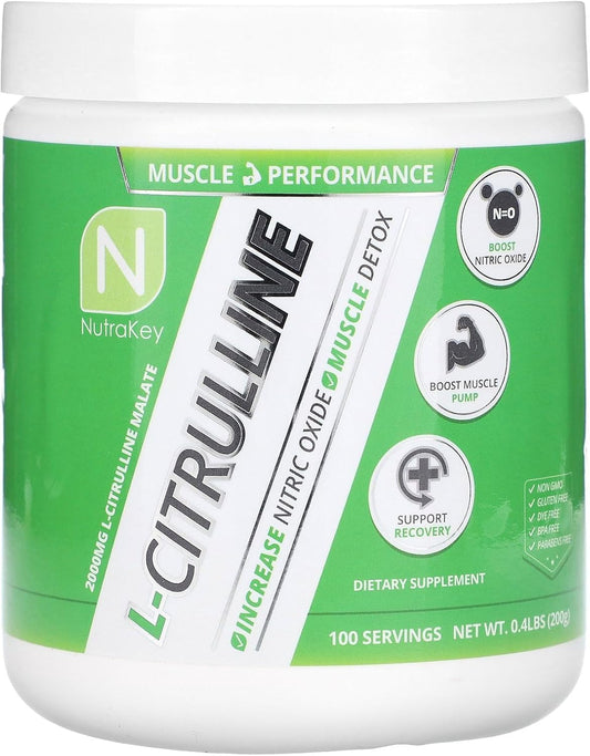 200g Nutrakey L Citrulline Malate Powder - Enhances Muscle Performance and Recovery with Nitric Oxide Boost