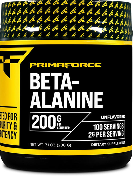 200g Primaforce Beta Alanine Powder - Unflavored, Gluten Free, Non-GMO Supplement for Lean Muscle Gain and Recovery in Men and Women