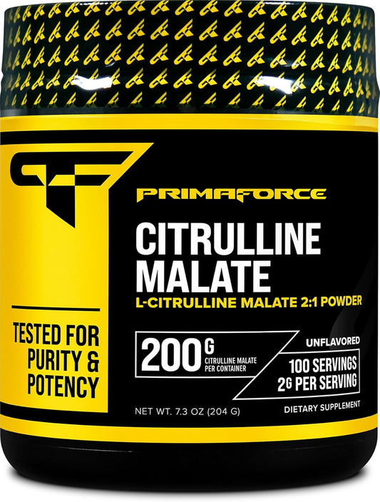 200g PrimaForce L-Citrulline Malate Powder: Unflavored Pre Workout Supplement for Energy, Recovery, Strength – Vegan, Non-GMO
