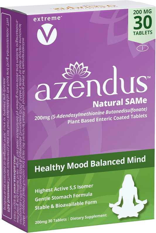 200mg Azendus SAM-e Mood Support Tablets - 30 Count, Enteric Coated for Enhanced Absorption