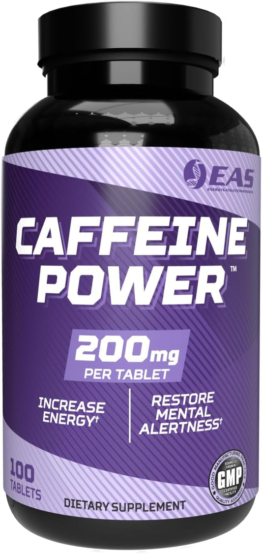 200mg Caffeine Pills Supplement for Energy and Mental Alertness - Gluten Free, Non GMO, Vegetarian - 100 Tablets
