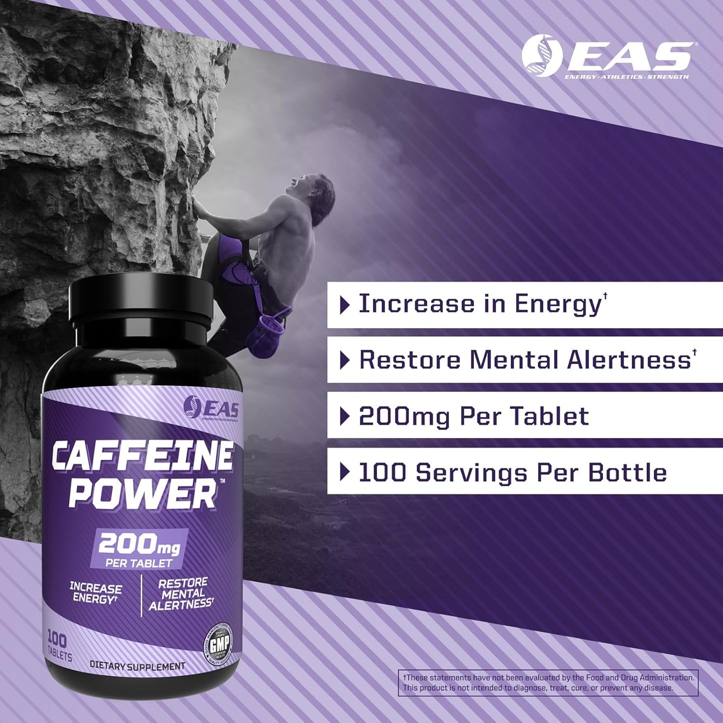 200mg Caffeine Pills Supplement for Energy and Mental Alertness - Gluten Free, Non GMO, Vegetarian - 100 Tablets