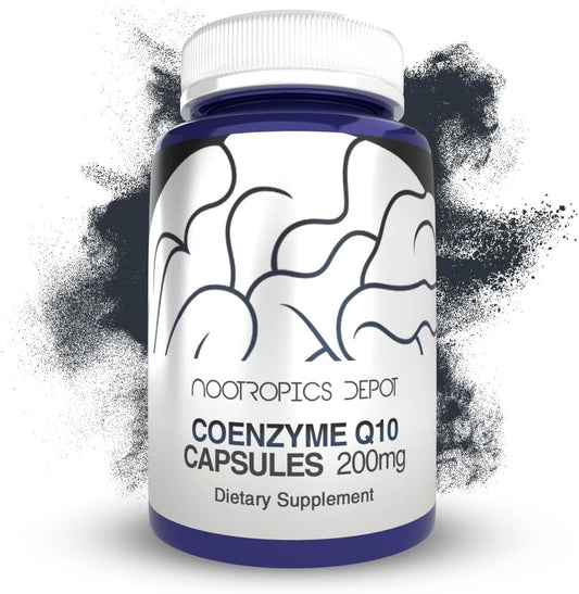 200mg CoEnzyme Q10 Capsules by Nootropics Depot - 60 Count - Boost Energy, Cognitive & Cellular Function - Ubiquinone Formula