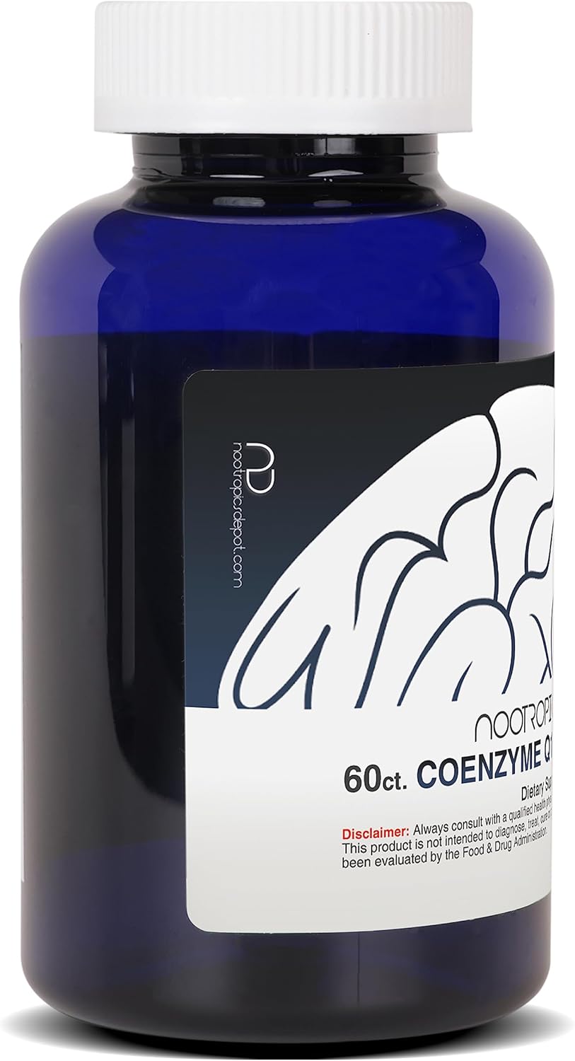 200mg CoEnzyme Q10 Capsules by Nootropics Depot - 60 Count - Boost Energy, Cognitive & Cellular Function - Ubiquinone Formula