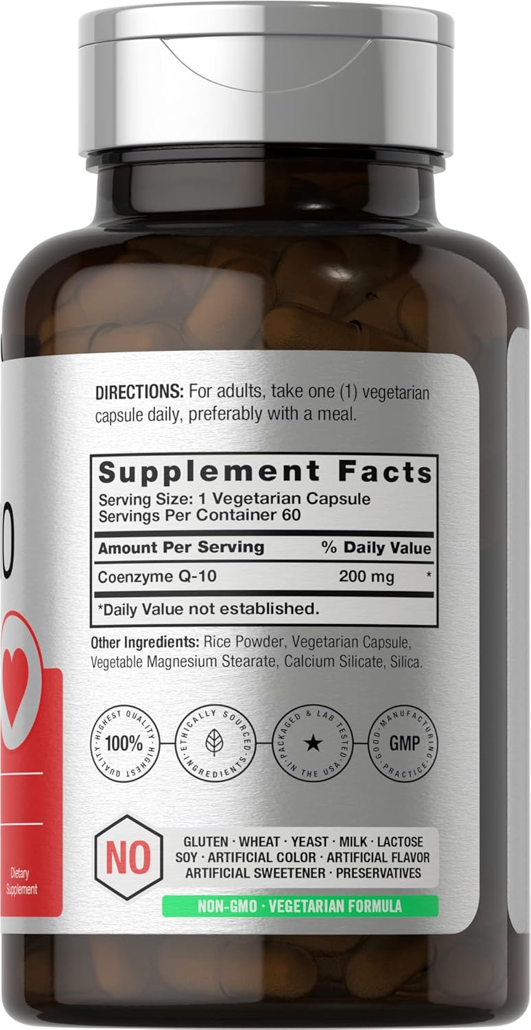 200mg CoQ10 Capsules - 60 Count | Vegetarian, Non-GMO, Gluten Free by Horbäach