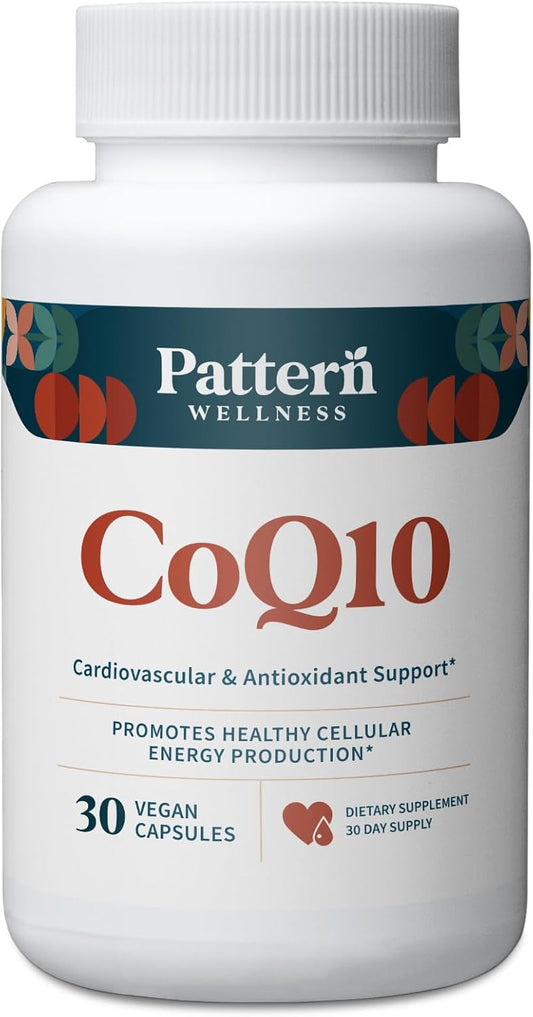 200mg CoQ10 Ubiquinone with Bioperine Black Pepper Extract - Cardiovascular & Energy Support - Non-GMO - 30 Vegan Capsules by Pattern Wellness