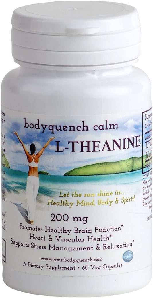 200mg High Potency L-Theanine + 100mg Inositol Capsules for Stress & Relaxation - Heart & Brain Health Support - 60 Count