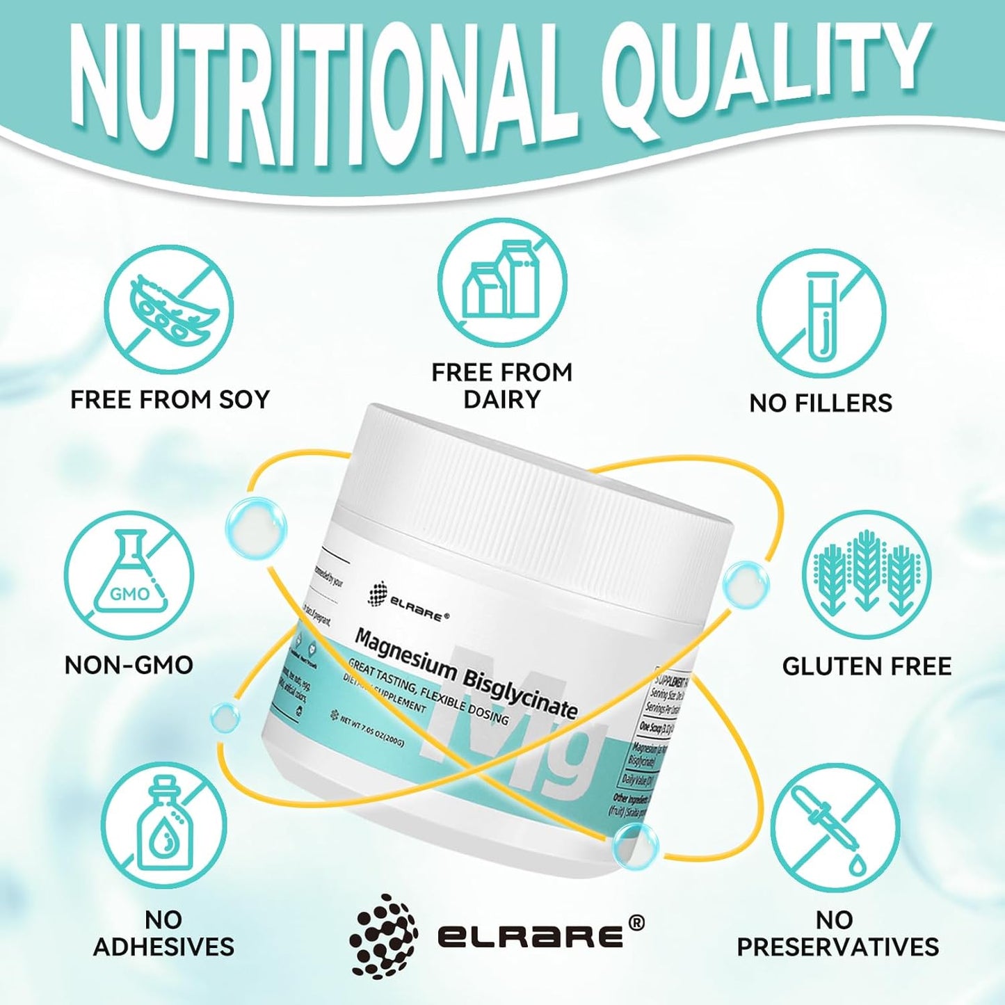 200mg Magnesium Bisglycinate Powder, 7.05 Oz - 64 Servings