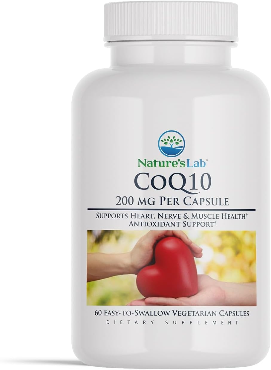 200mg Nature's Lab CoQ10 Supplement for Heart, Nerve, and Muscle Health - 60 Count (2 Months)