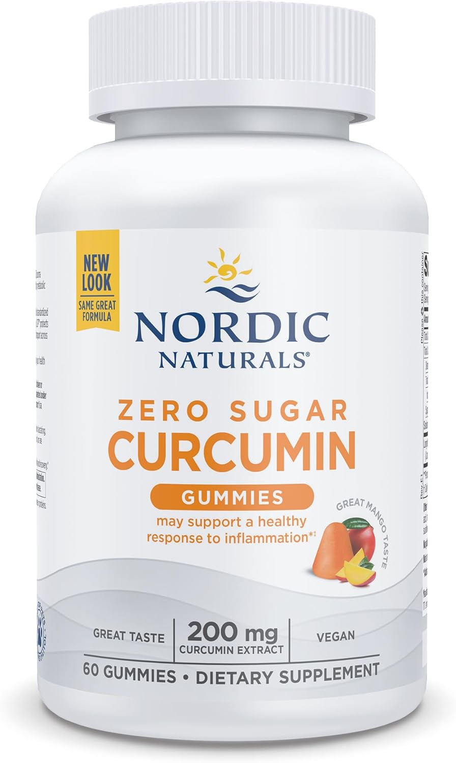 200mg Nordic Naturals Zero Sugar Mango Curcumin Gummies - Antioxidant Support - Healthy Metabolic Balance - Non-GMO, Vegan - 30 Servings
