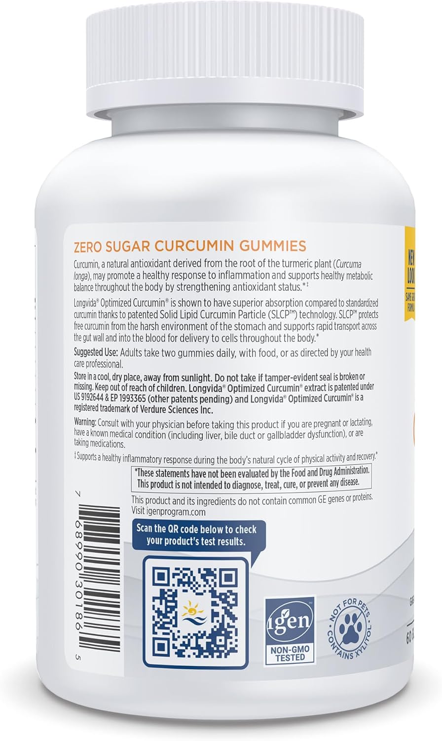 200mg Nordic Naturals Zero Sugar Mango Curcumin Gummies - Antioxidant Support - Healthy Metabolic Balance - Non-GMO, Vegan - 30 Servings