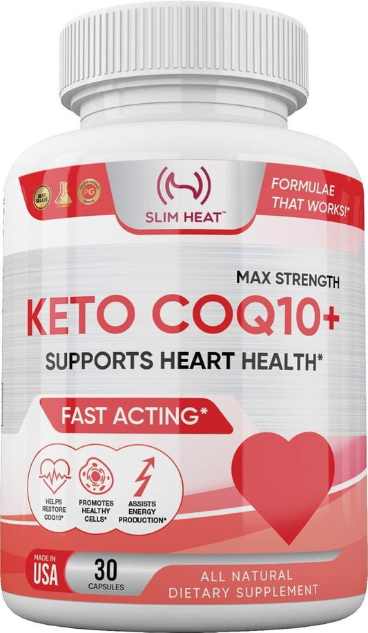 200mg Slim Heat CoQ10: Fast-Absorbing Coenzyme Q10 for Heart Health - Natural Supplement for Men & Women - Non-GMO, Made in USA - 30 Day Supply