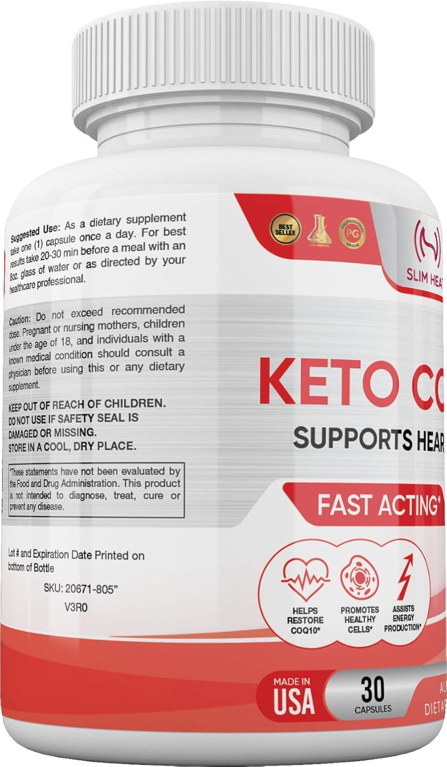 200mg Slim Heat CoQ10: Fast-Absorbing Coenzyme Q10 for Heart Health - Natural Supplement for Men & Women - Non-GMO, Made in USA - 30 Day Supply