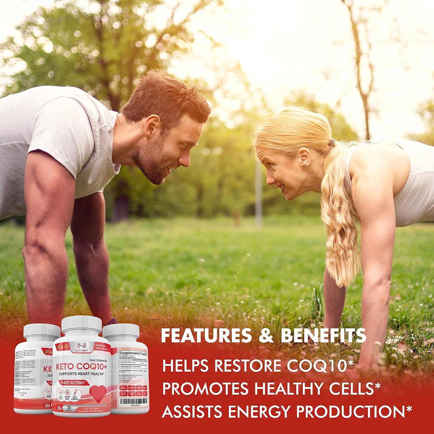 200mg Slim Heat CoQ10: Fast-Absorbing Coenzyme Q10 for Heart Health - Natural Supplement for Men & Women - Non-GMO, Made in USA - 30 Day Supply
