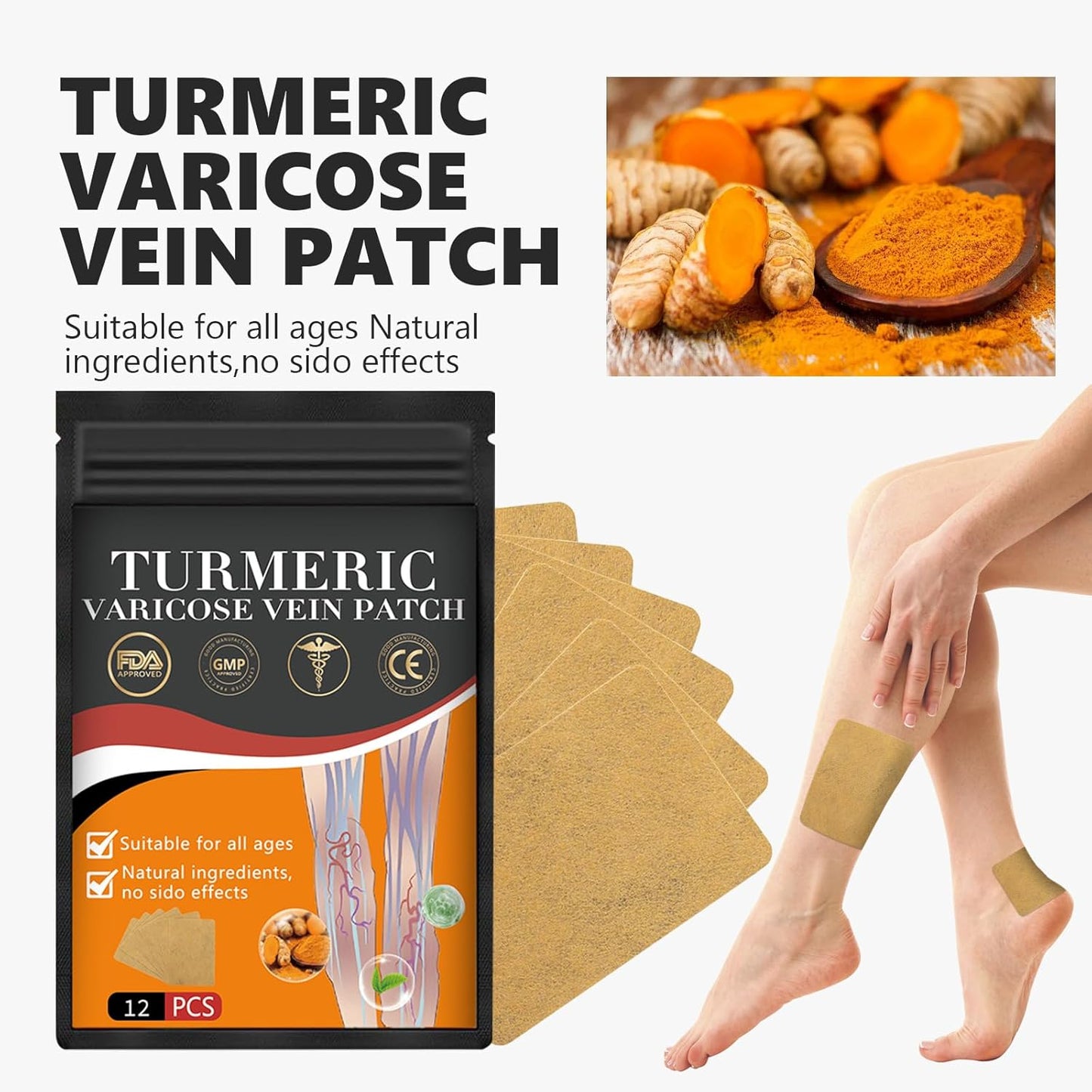 2024 New Turmeric Vein Patches for Varicose Veins Relief in Legs - ZRW 1 Box Furzero Patch